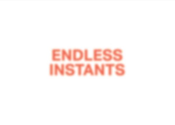 The words Endless Instants, blurred, are written in orange over a white background